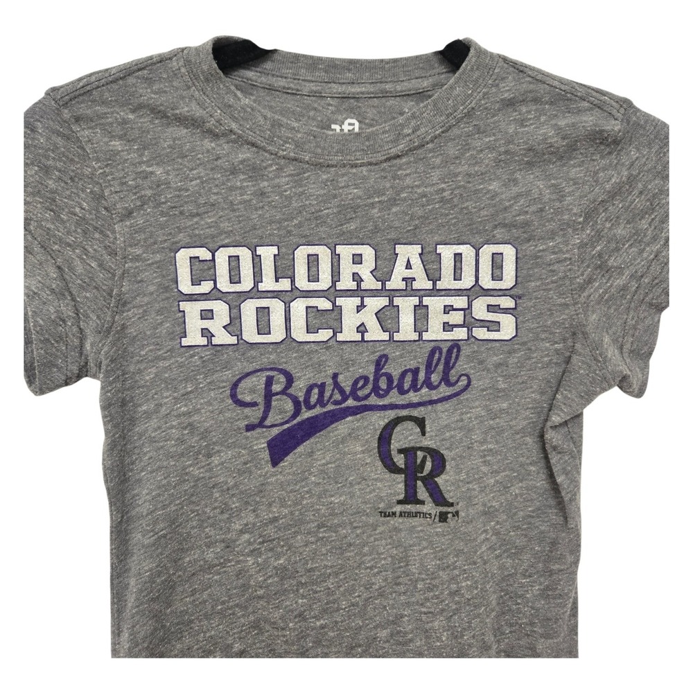 Colorado Rockies MLB Baseball T-Shirt Gray Glitter Team Athletics Girls 10/12